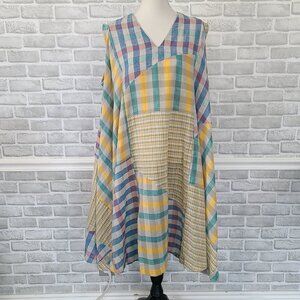 World of Crow Cotton Patchwork Tunic Dress Sleeveless Plus Sz 3X Boho Lagenlook